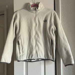 White Gray North Face Fleece Jacket